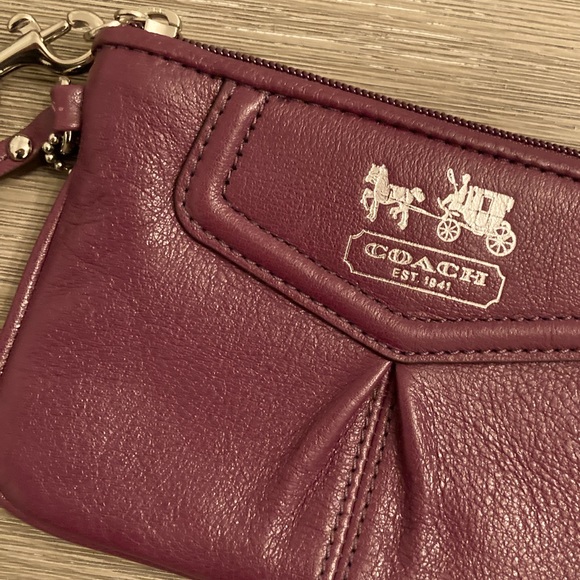 COACH leather wristlet, eggplant (dark purple) - Picture 2 of 5